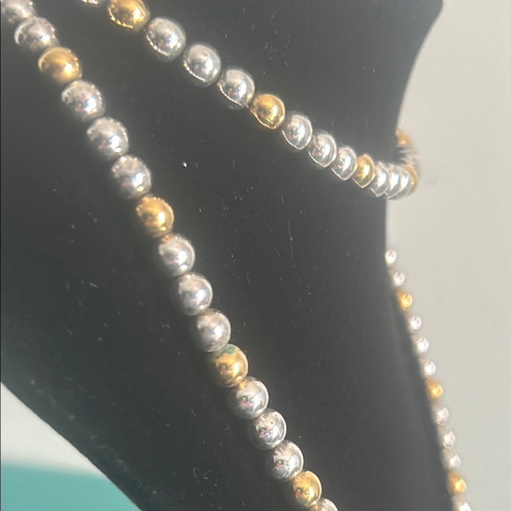 Napier Gold and Silver Tone Bead 30” Long Strand Necklace Timeless Elegance - Picture 6 of 9